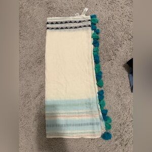 Loft new 100% cotton scarf with tassels and thread work.